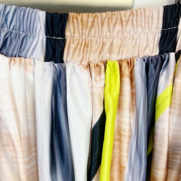 Nuuts Abstract Satin Flare Maxi Skirt Multicolor 2XL | Boho Festival A-Line - Picture 8 of 13